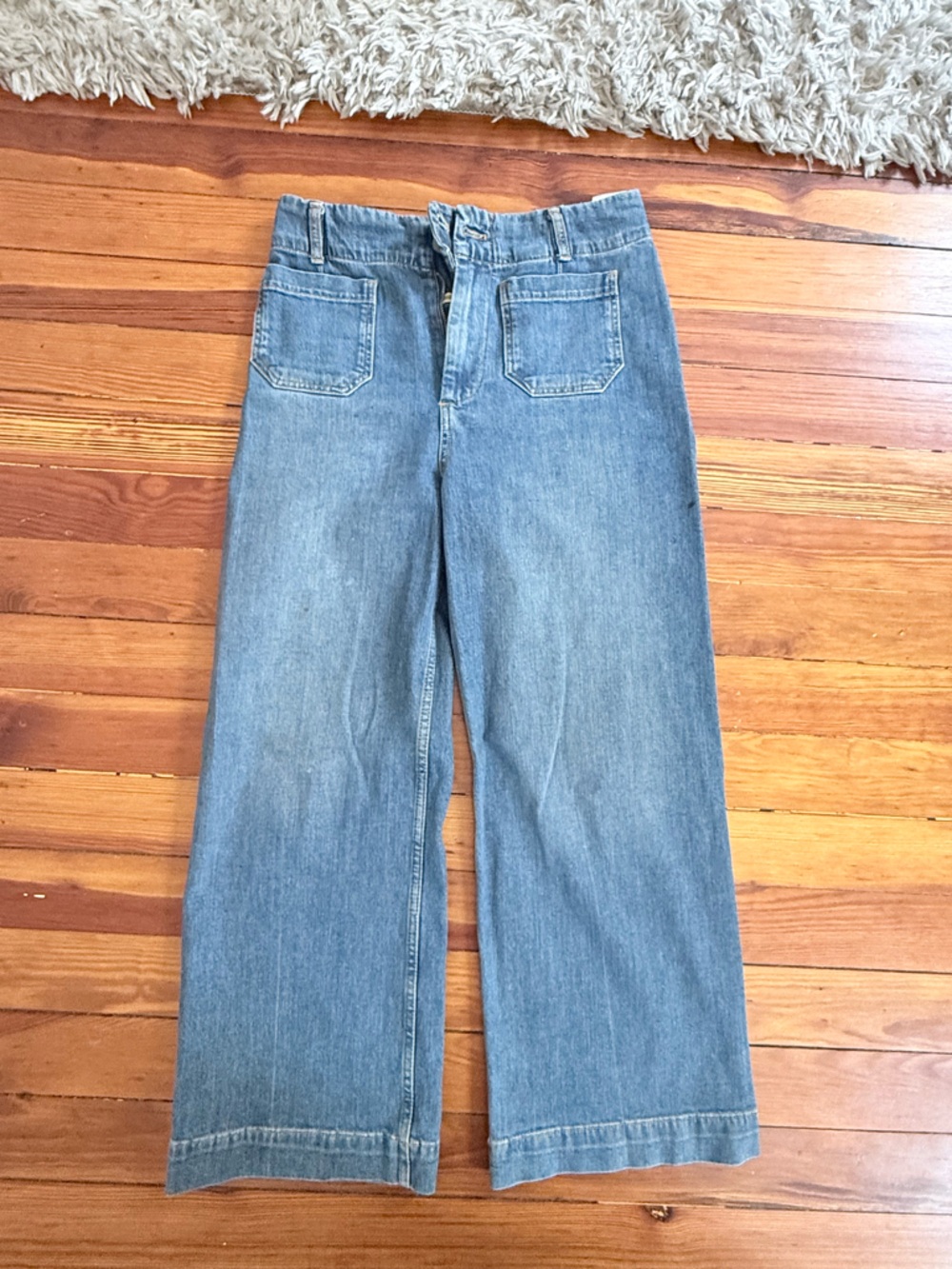 Pilcro Distressed Medium Blue Denim Jeans